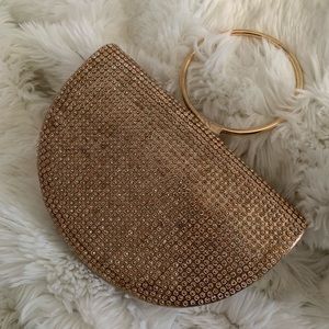 Rose Gold Rhinestone Clutch